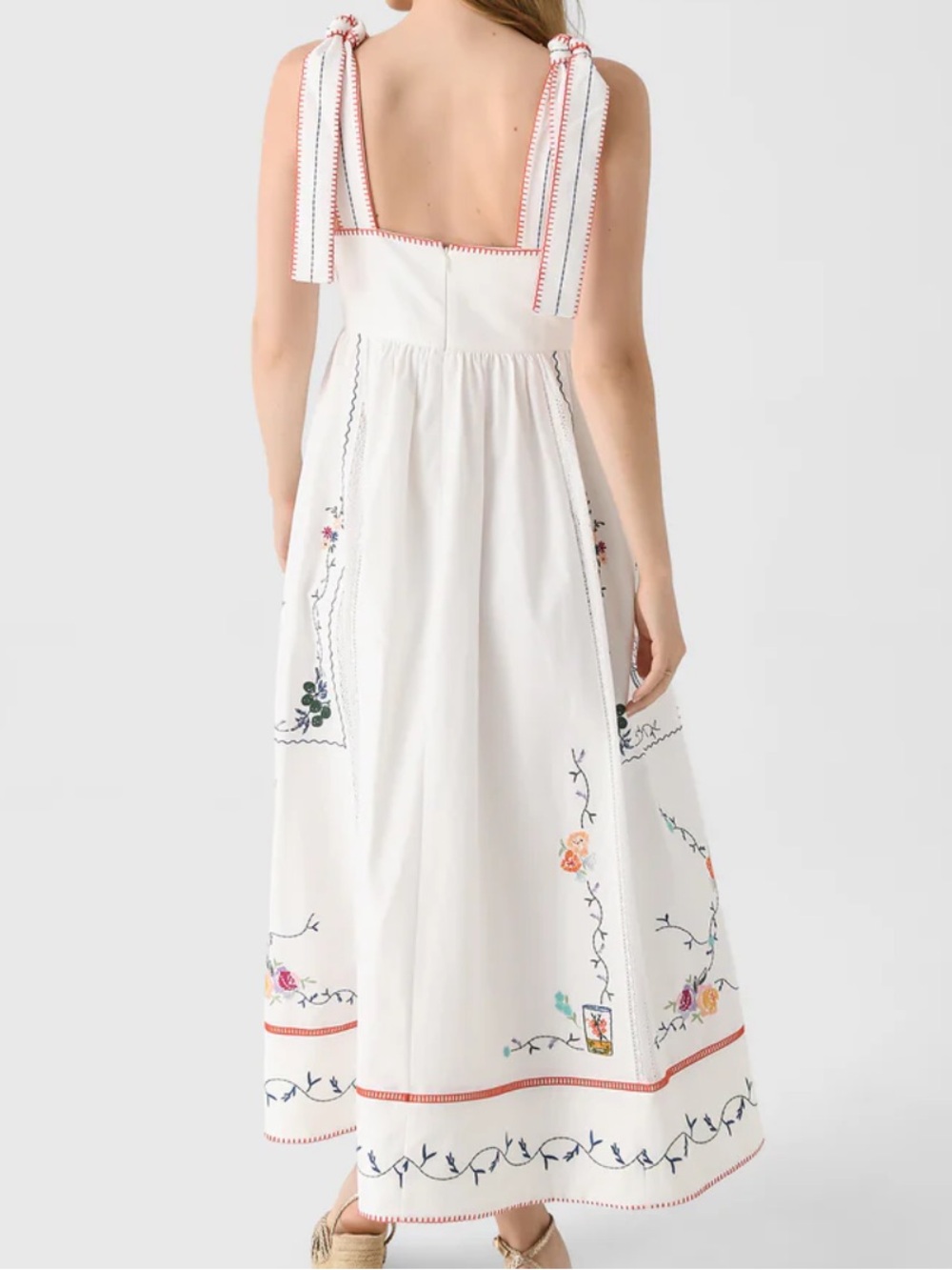 NWT Hunter Bell Women’s Stefy Steffy Embroidered Sun Dress Size 6 Tie Shoulder - Picture 4 of 16